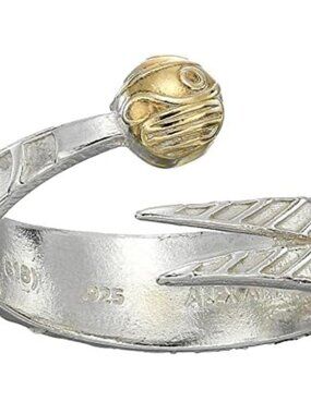 Harry Potter Golden Snitch Wrap Ring 925 Sterling Silver & Gold Plated Size 7